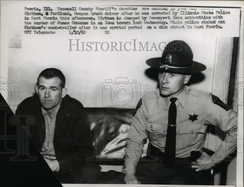 Load image into Gallery viewer, 1960 Press Photo Tazewell County Sheriffs hold Kirkham on murder charges
