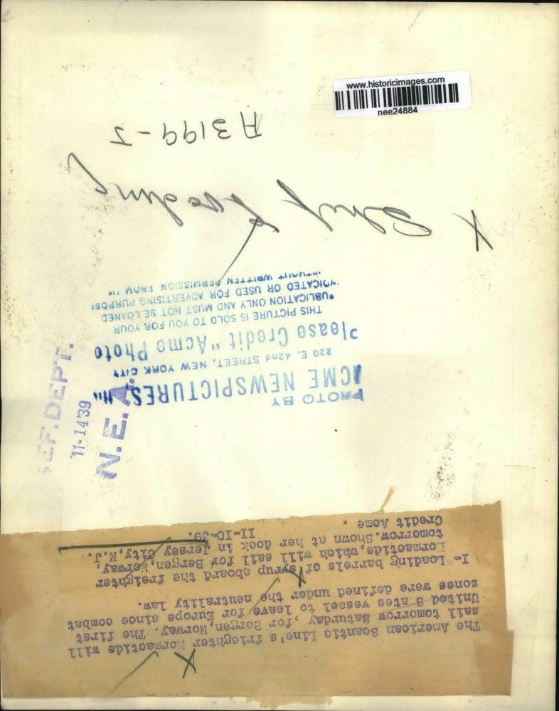 1939 Press Photo Freighter Mormatide in Jersey City, N.J - nee24884