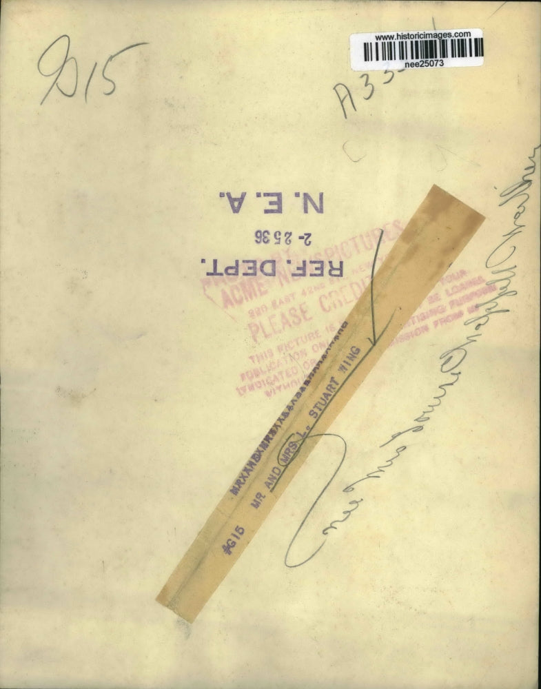 1936 Press Photo Mr. and Mrs. Stuart Wing - nee25073