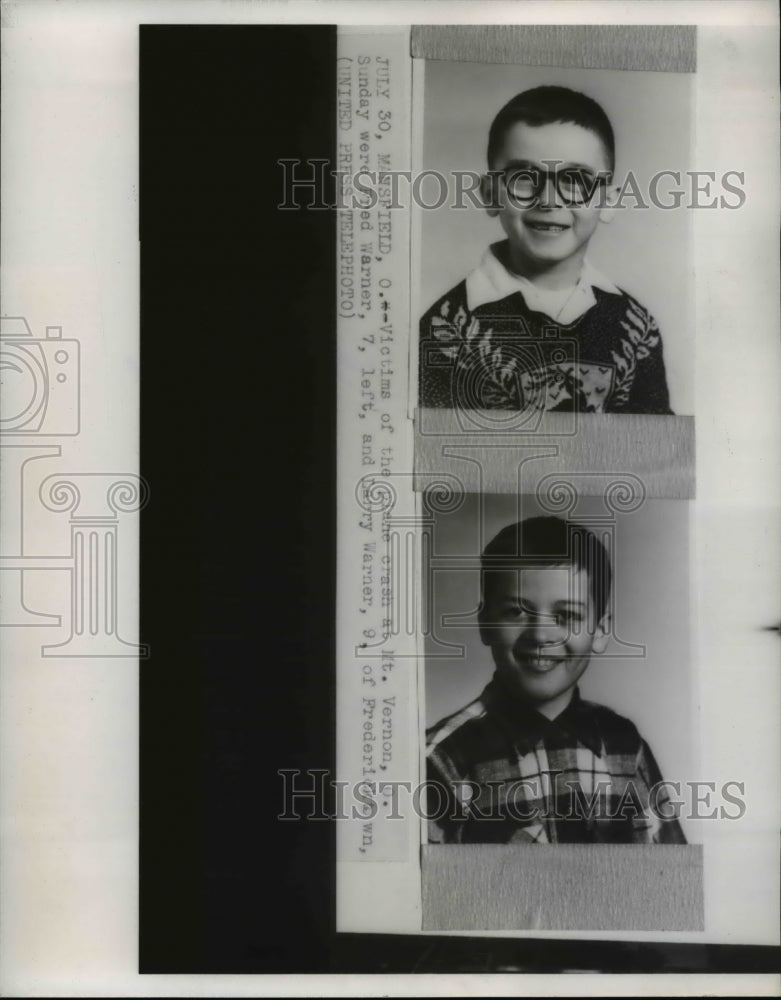 1956 Press Photo Fred & Larry Werner Victims of Plane Crash - nee25269