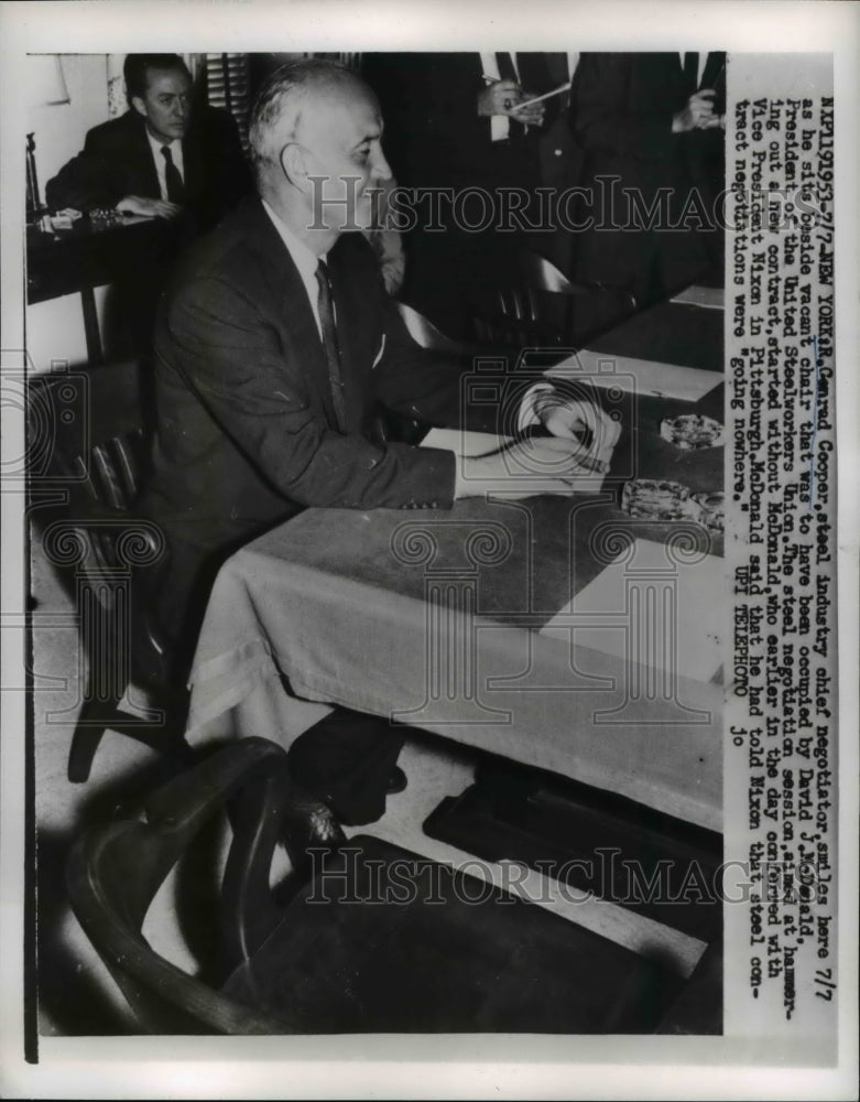 Load image into Gallery viewer, 1959 Press Photo General Cooper Steel Industry Negotiator - nee25278
