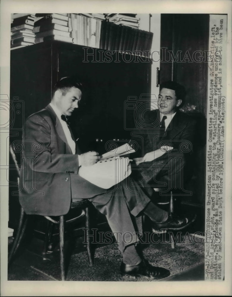 1948 Press Photo Un AMerican Activities Committee Investigators And Donald Apell