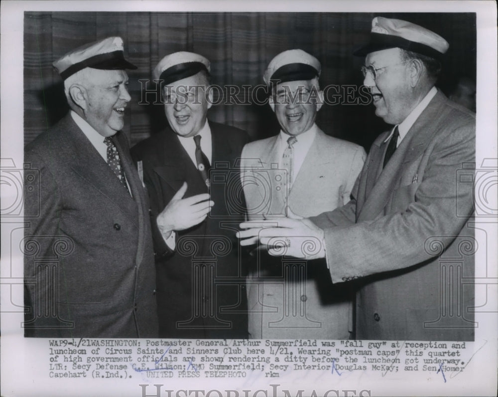1954 Press Photo C.E. Wilson, RMG Summerfield, Sec Interior Douglas McKay
