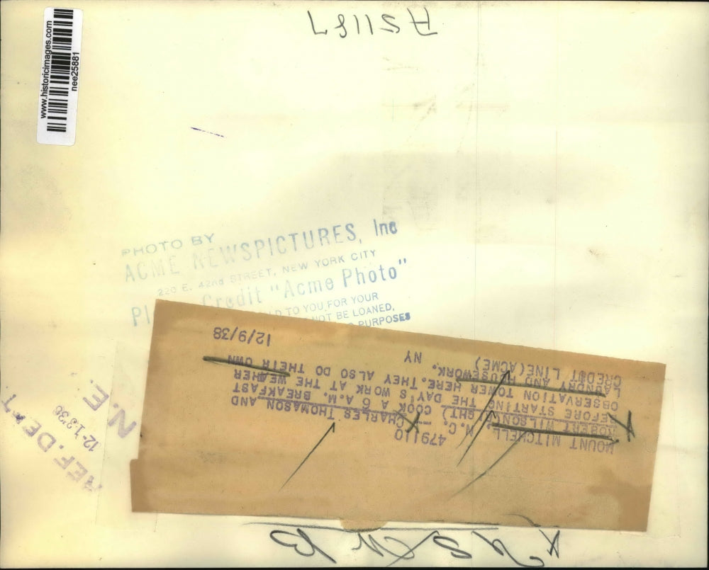 1936 Press Photo Charles Thomason and Robert Wilson at the Weather Observation