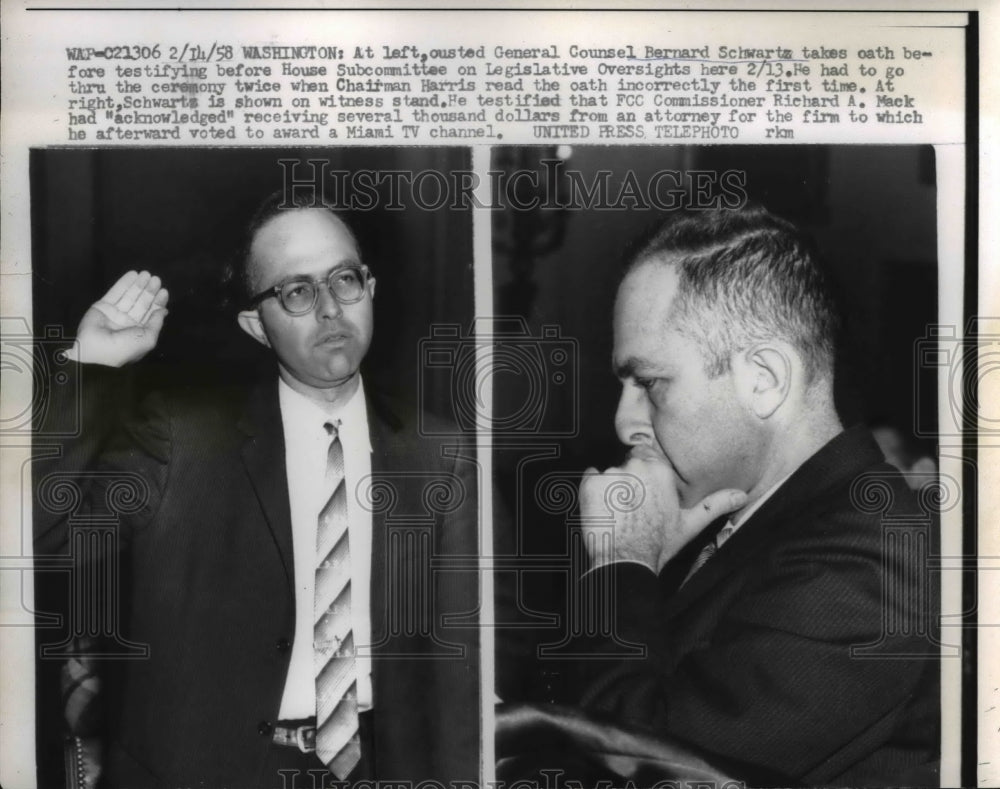 1958 Press Photo The ousted General Counsel Bernard Schwartz - nee26053