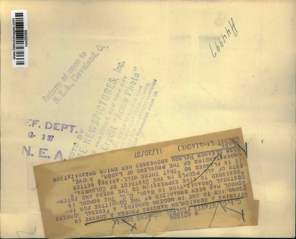 1937 Press Photo Class at CIO Federal Workers School, Teacher Eleanor Nelson