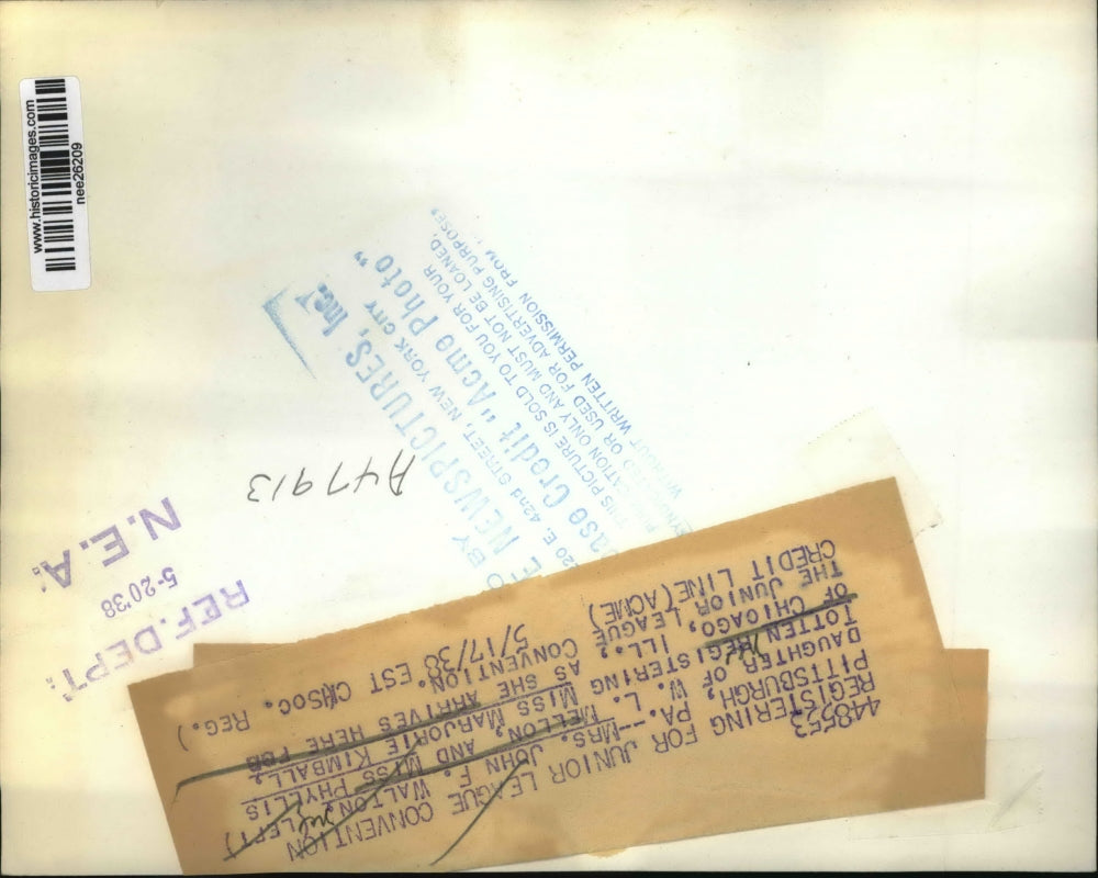 1938 Press Photo Woman Registering For Junior League Convention