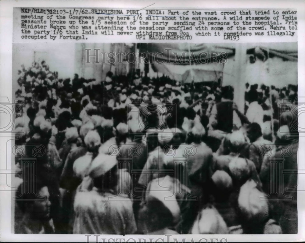 1962 Press Photo Indian Congress Party Meeting Crowd, Srikrishna Puri