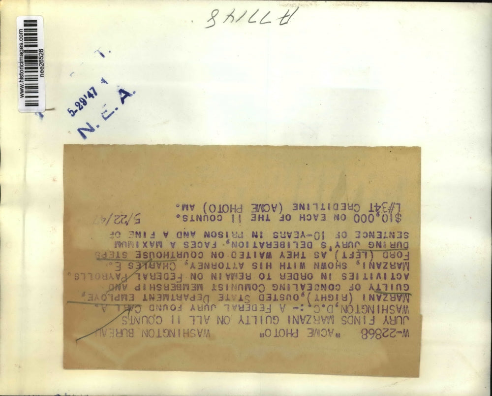 1947 Press Photo Carl Marzani, ousted State Department employee - nee26526