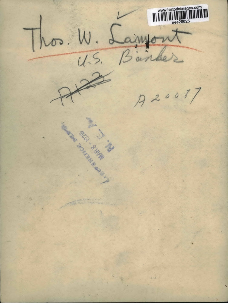 1926 Press Photo Thos W. Lamont, United States banker