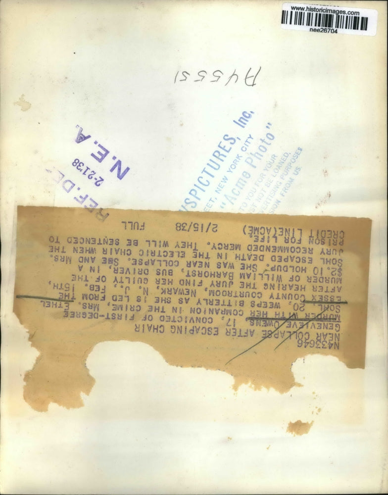 Load image into Gallery viewer, 1938 Press Photo Genevieve Owens convicted of first degree murder - nee26704
