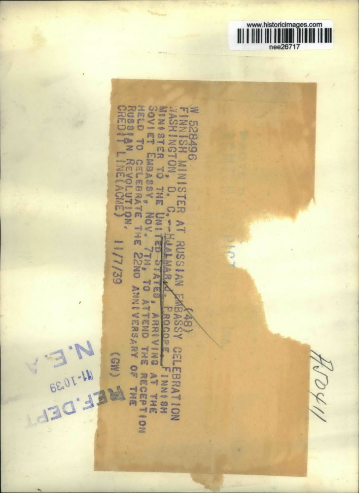 1939 Press Photo Dr. Hjalmar Procope, Finnish Minister to the United States