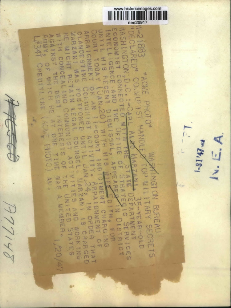 1947 Press Photo Economist Carl Marzani and wife Edith - nee26917