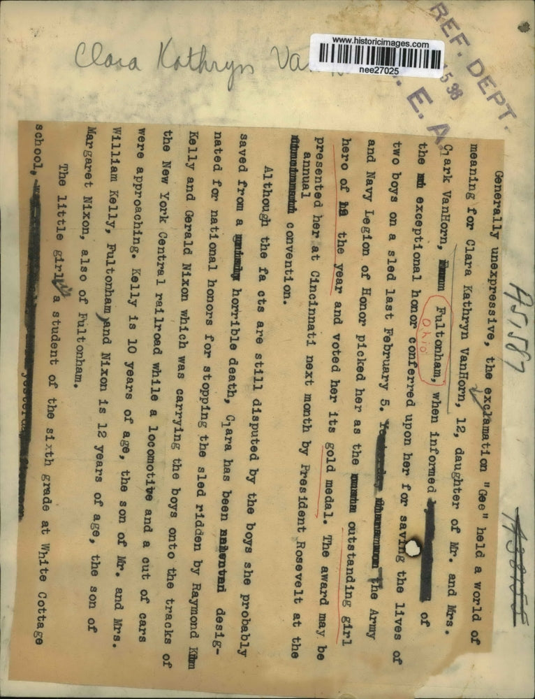 1936 Press Photo of 12 year old Clara Kathryn VanHorn. - nee27025