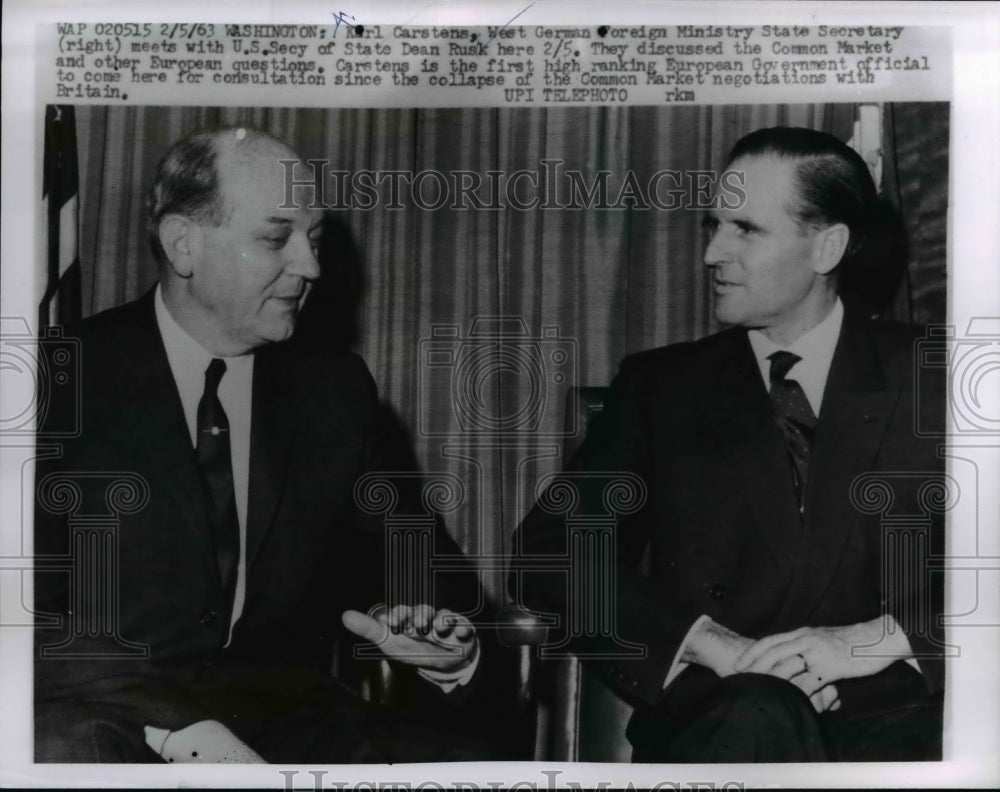 1963 Press Photo Secretary of State Dean Rusk & German Foreign Ministry State