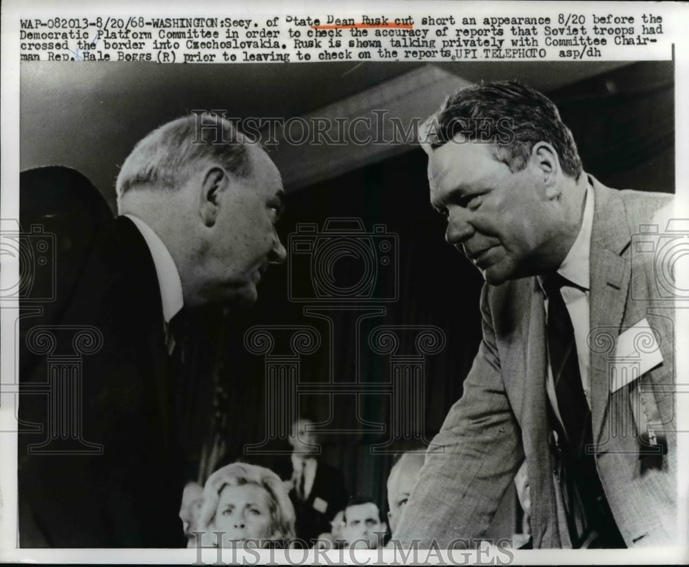 1968 Press Photo Dean Rusk cut short on appearance before Democratic Committee