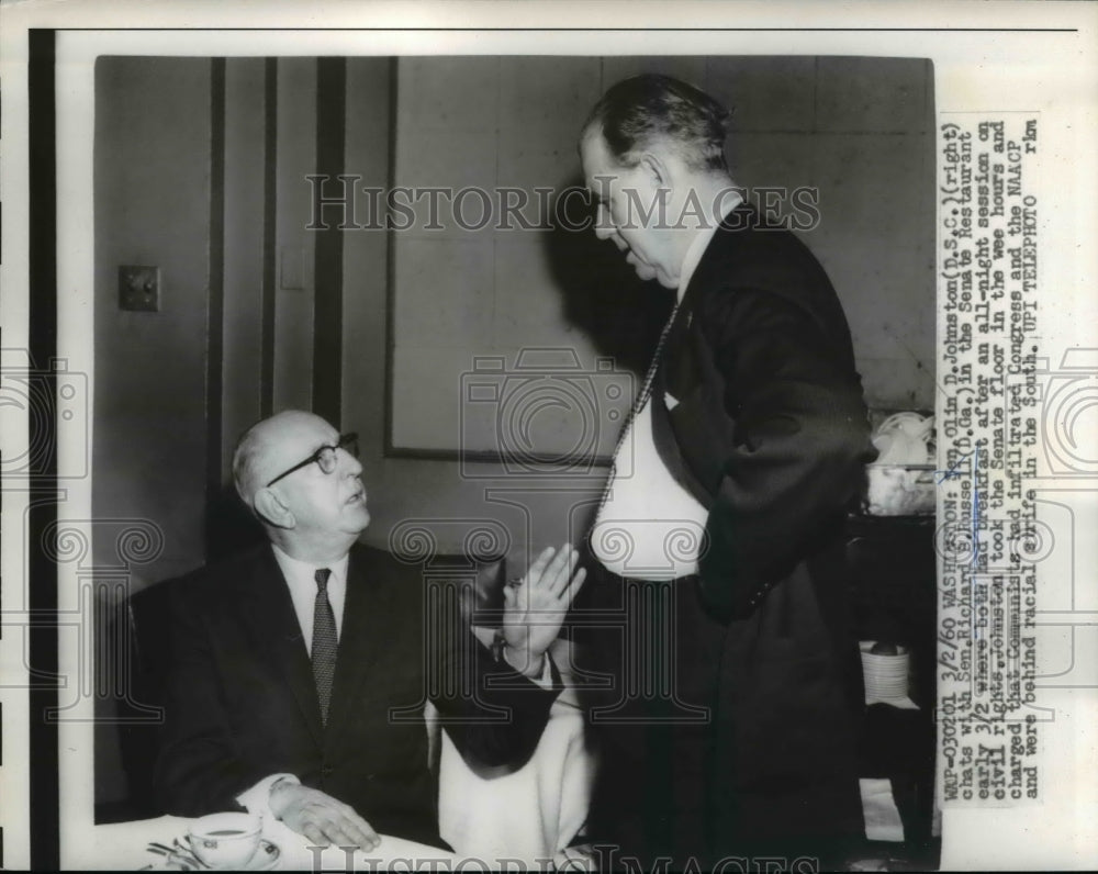 1960 Press Photo Senators Olin Johnston & Richard Russell