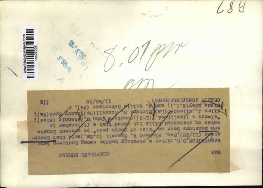 1950 Press Photo Senators Richard B Russell John Stennie, Allen Ellender