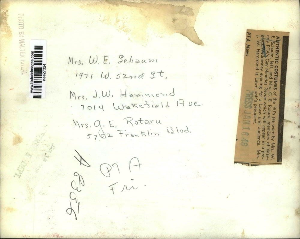 1946 Press Photo Mrs. W.E. Schaum, Mrs. J.w. Hammond and Mrs. A.E. Rotaru