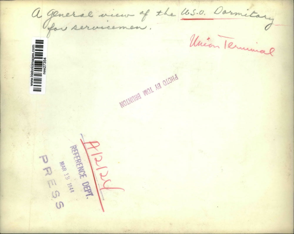 1944 Press Photo USO Dormitory for Military Service Men - nee27354