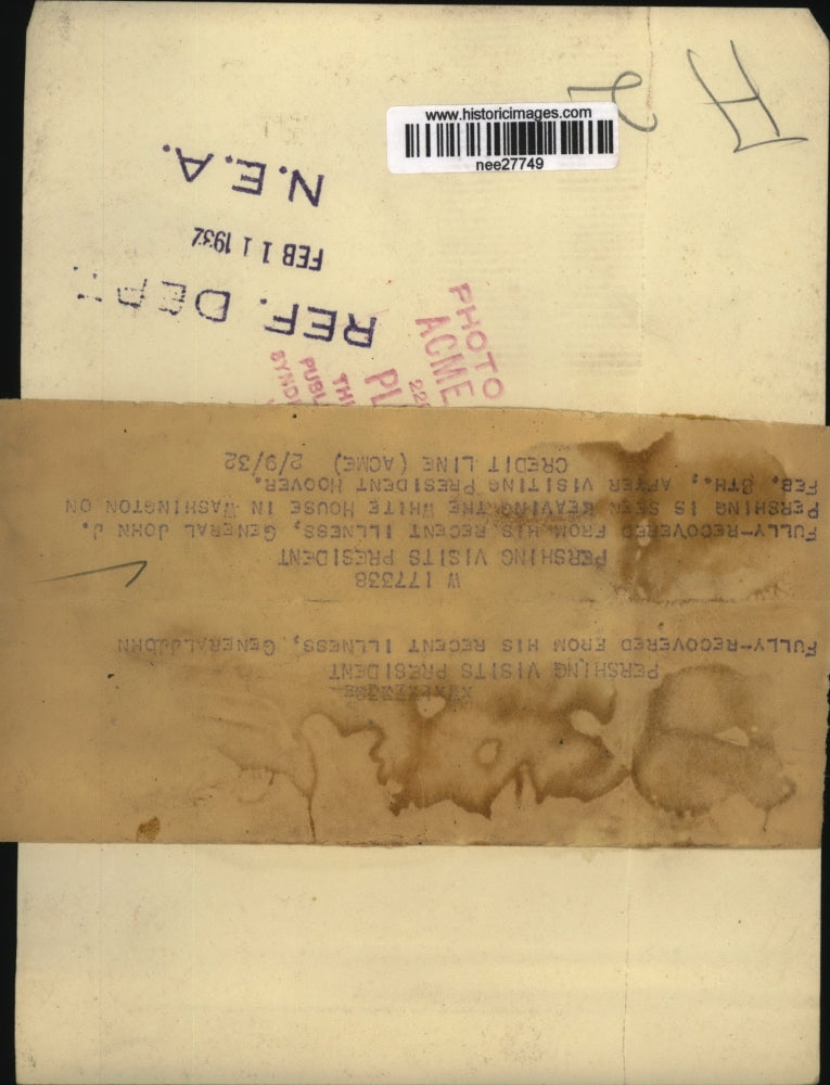 1932 Press Photo General John J. Pershing Leaving White House