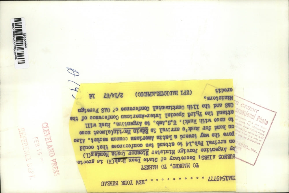 1967 Press Photo State Secretary Dean Rusk, Nicanor Costa Mendez, Edwin Martin