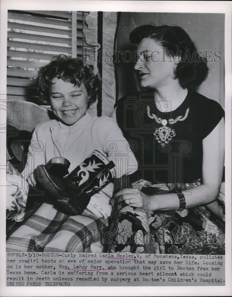 1954 Press Photo Carla Mosley Age 9 & Mrs Leroy Hary Child Has Serious Heart Iss