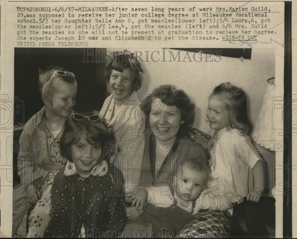 1957 Press Photo Mrs. Marion Guild with her children - nee28250