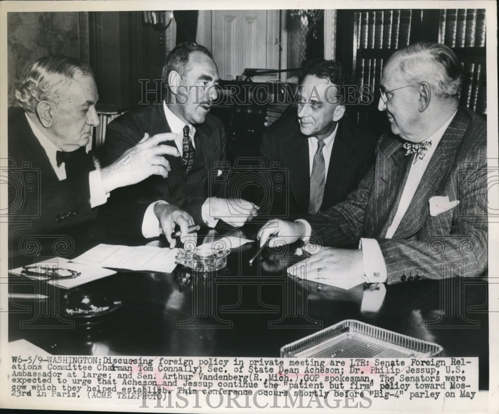 1949 Press Photo Tom Connally Dean Acheson, Dr. Philip Jessup, Arthur Vandenberg