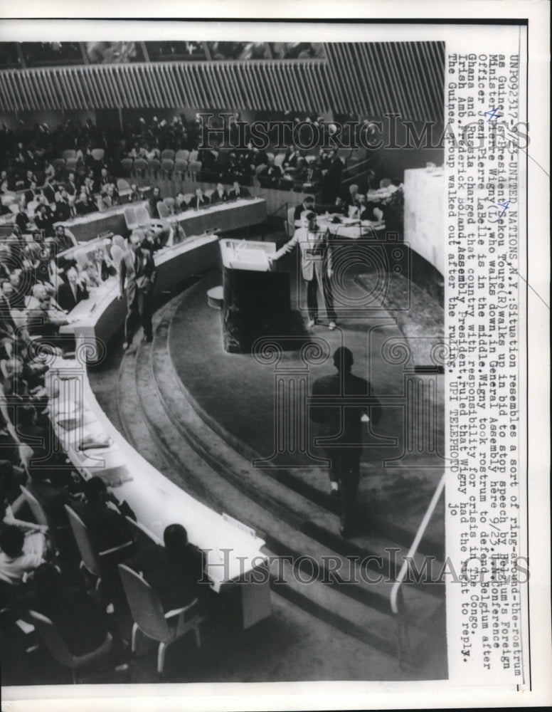 1960 Press Photo Guinea Pres. Sekou Toure and minister Wigny at gen. Assembly- Historic Images