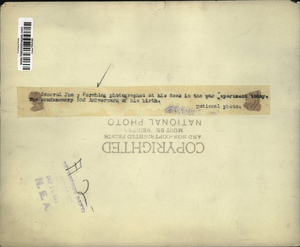 1923 Press Photo Gen. John J. Pershing in War Dept. celebrates his birthday