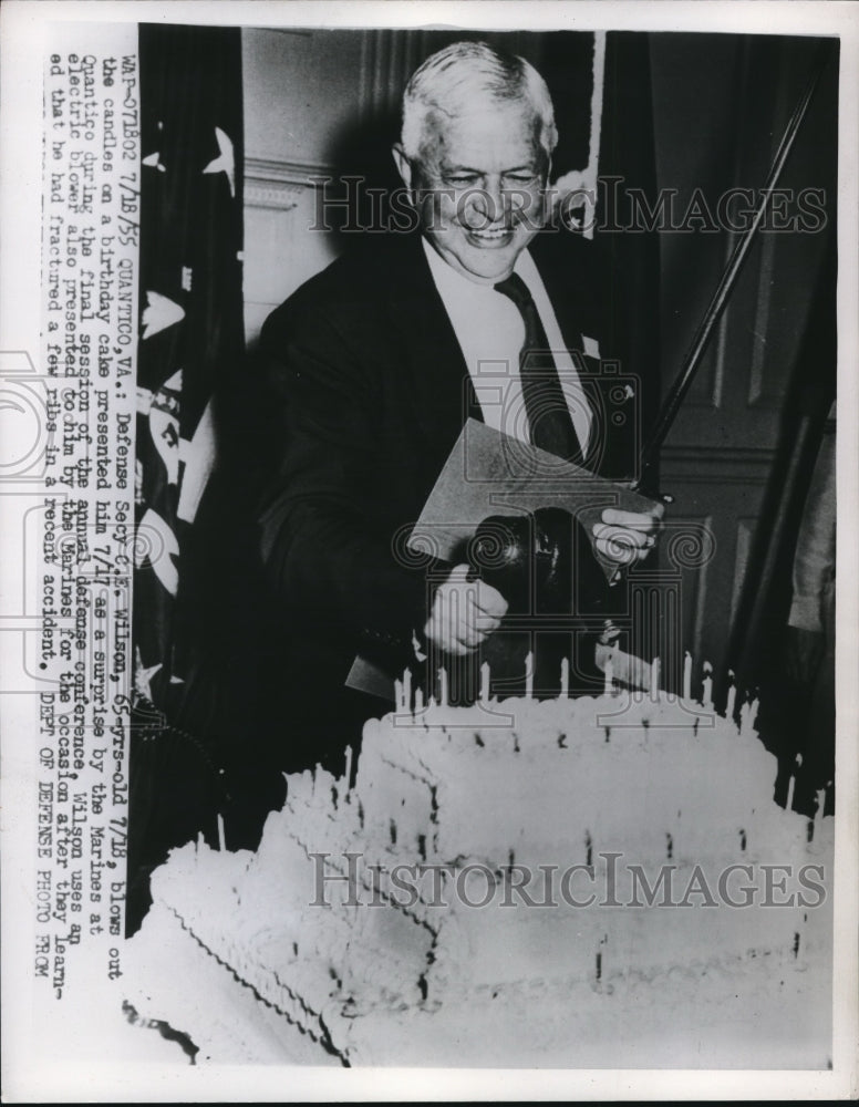 1955 Press Photo Secretary of Defense Charles Wilson 65th Birthday - nee28731