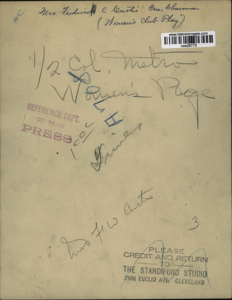 1927 Press Photo Mrs Frederick Eustis Chairman Women's Club Play - nee28770