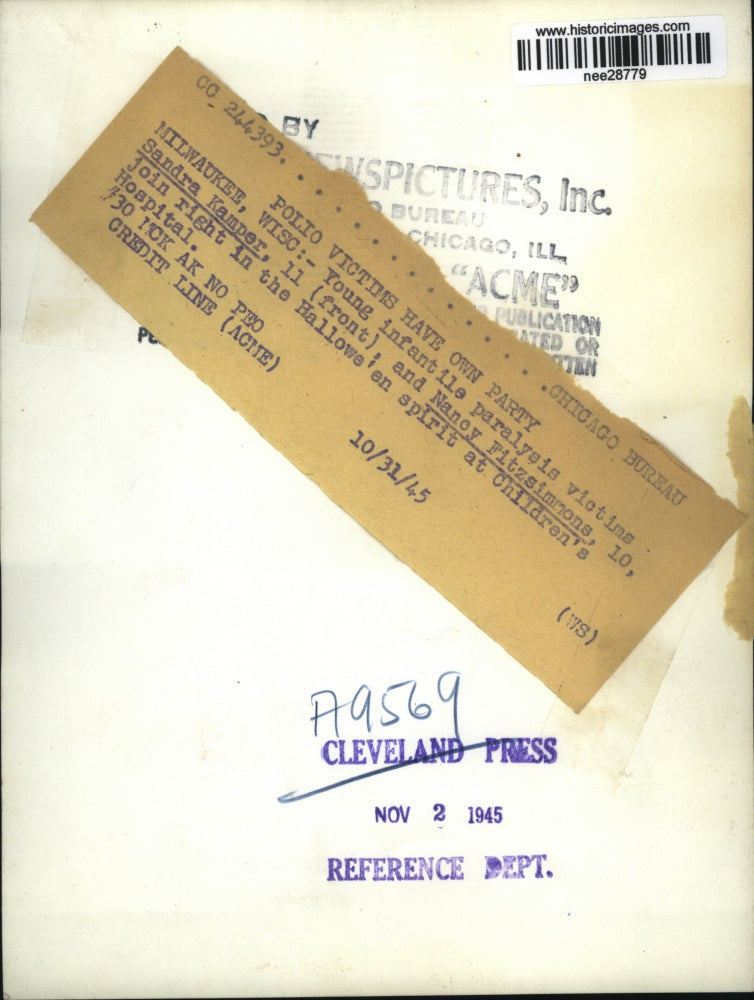 1945 Press Photo Infantile Paralysis Victims Sandra Kemper & Nancy Fitzsimmons