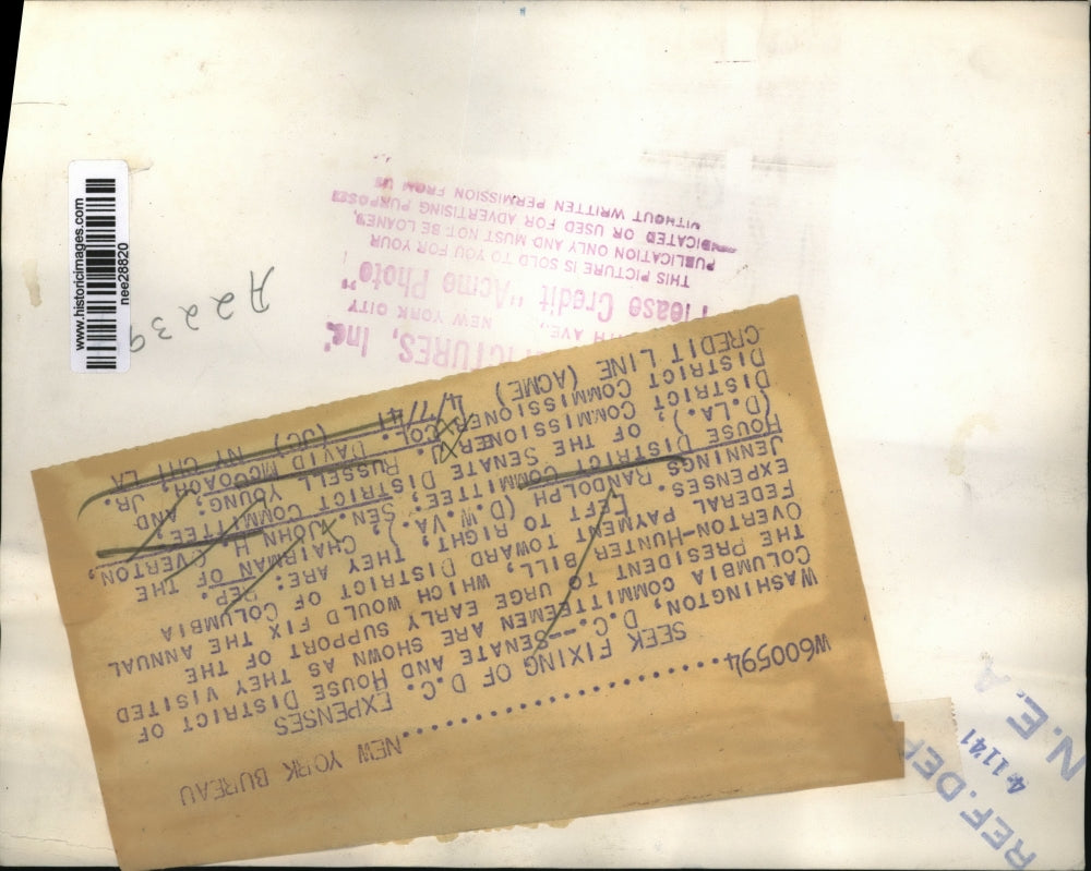 1941 Press Photo Rep Jennigs Randolph, Sen Overton, Commissioner Young