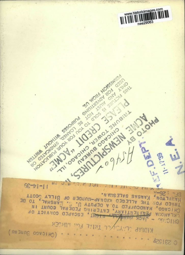 Load image into Gallery viewer, 1940 Press Photo Jack Russell, Oklahoma State prison fugitive - nee29063
