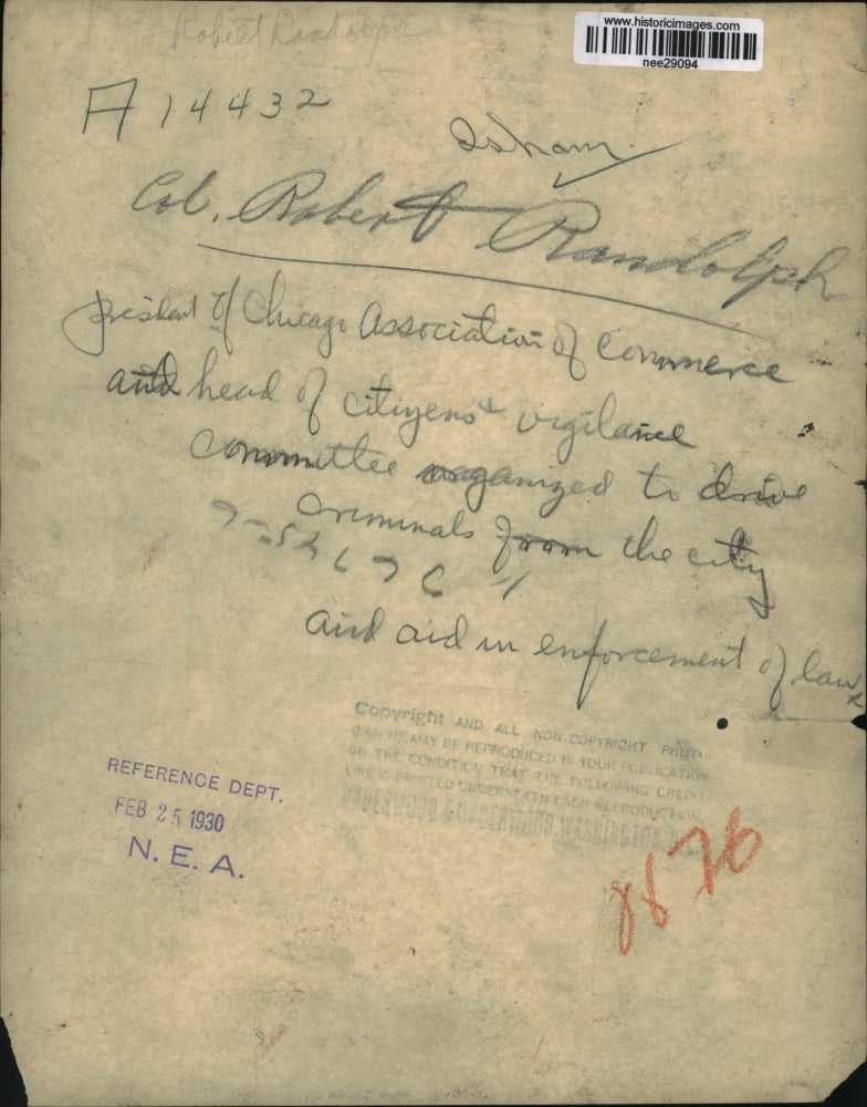 1930 Press Photo Robert Randolph