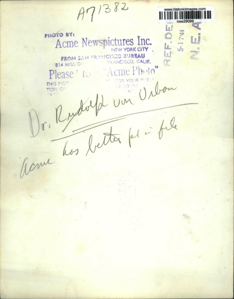 1944 Press Photo Dr Rudolph Von Urban
