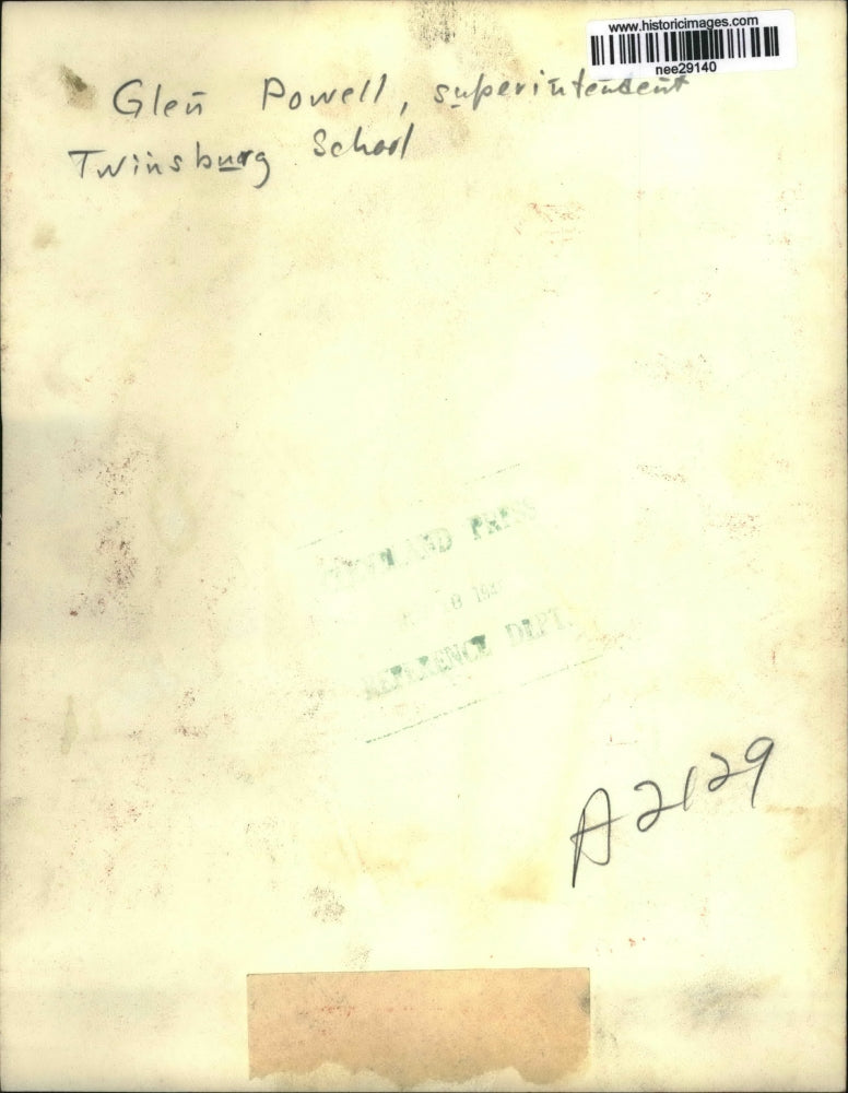 1941 Press Photo Glen Powell, Superintendent Twinsburg School