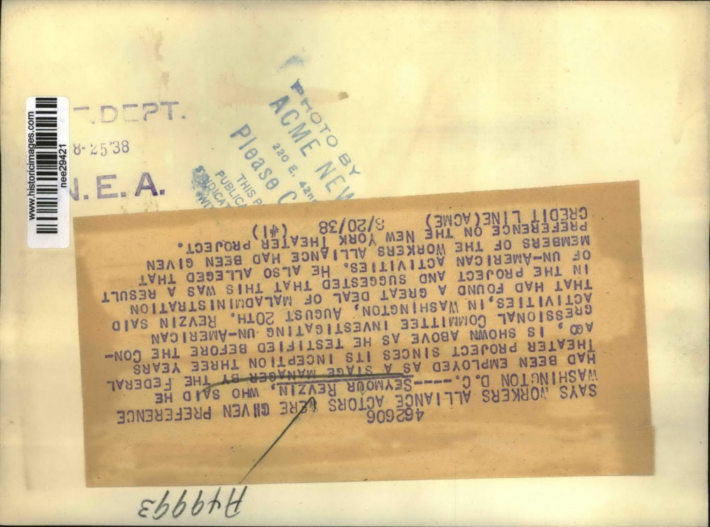 1938 Press Photo Seymour Revzin testifies before Congressional Committee