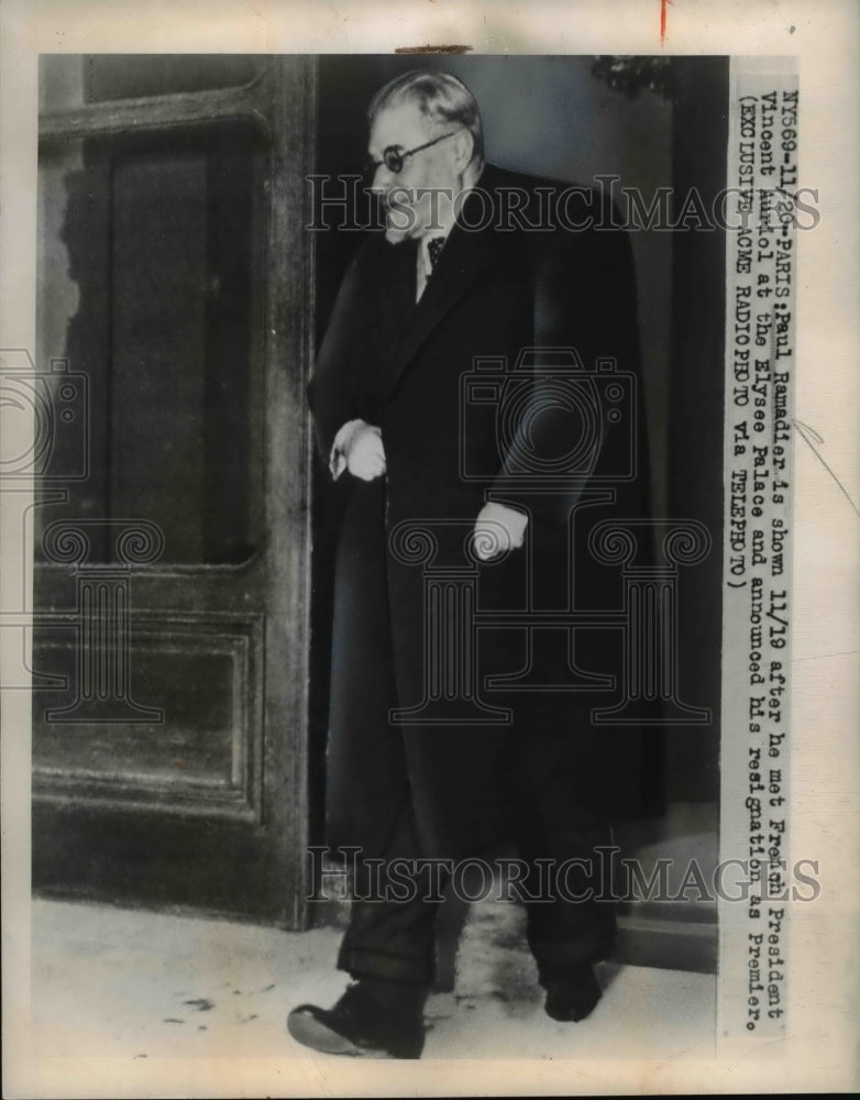 1947 Press Photo Paul Ramadier after meeting French President Vincent Auriol