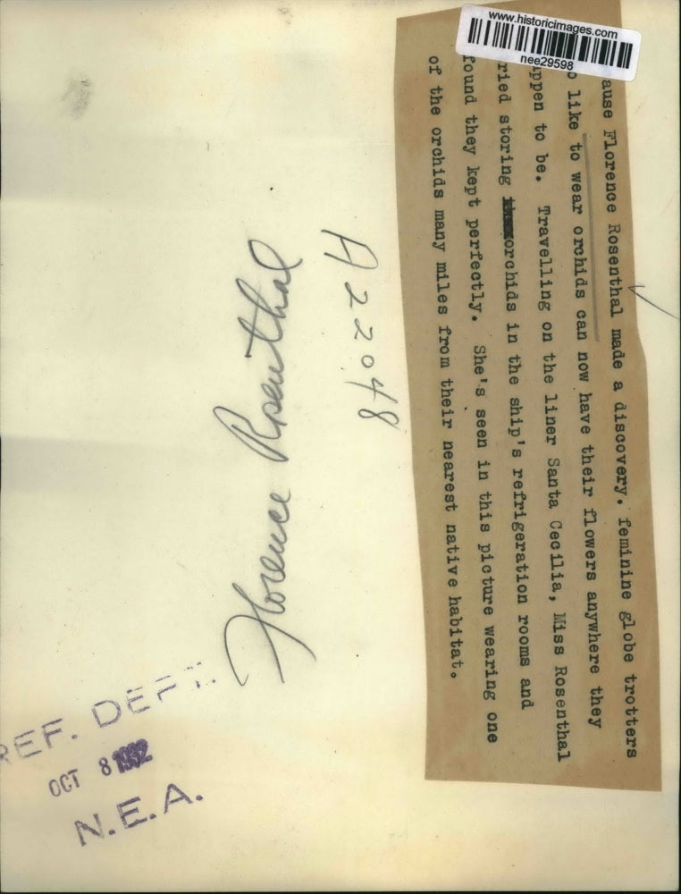 1932 Press Photo Florence Rosenthal Kept Her Orchids in a Fridger - nee29598