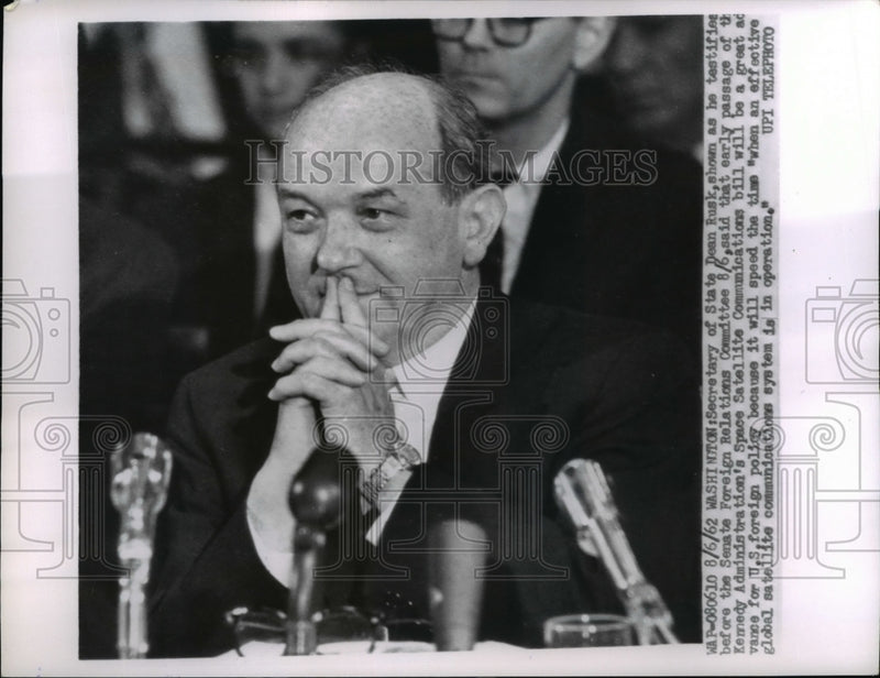 Load image into Gallery viewer, 1962 Press Photo Dean Rusk testifies, Senate Foreign Relations, Washington
