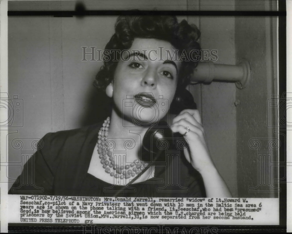 1956 Press Photo Mrs Donald Jarrell Widow of Lt Howard Seeschaf Remarried