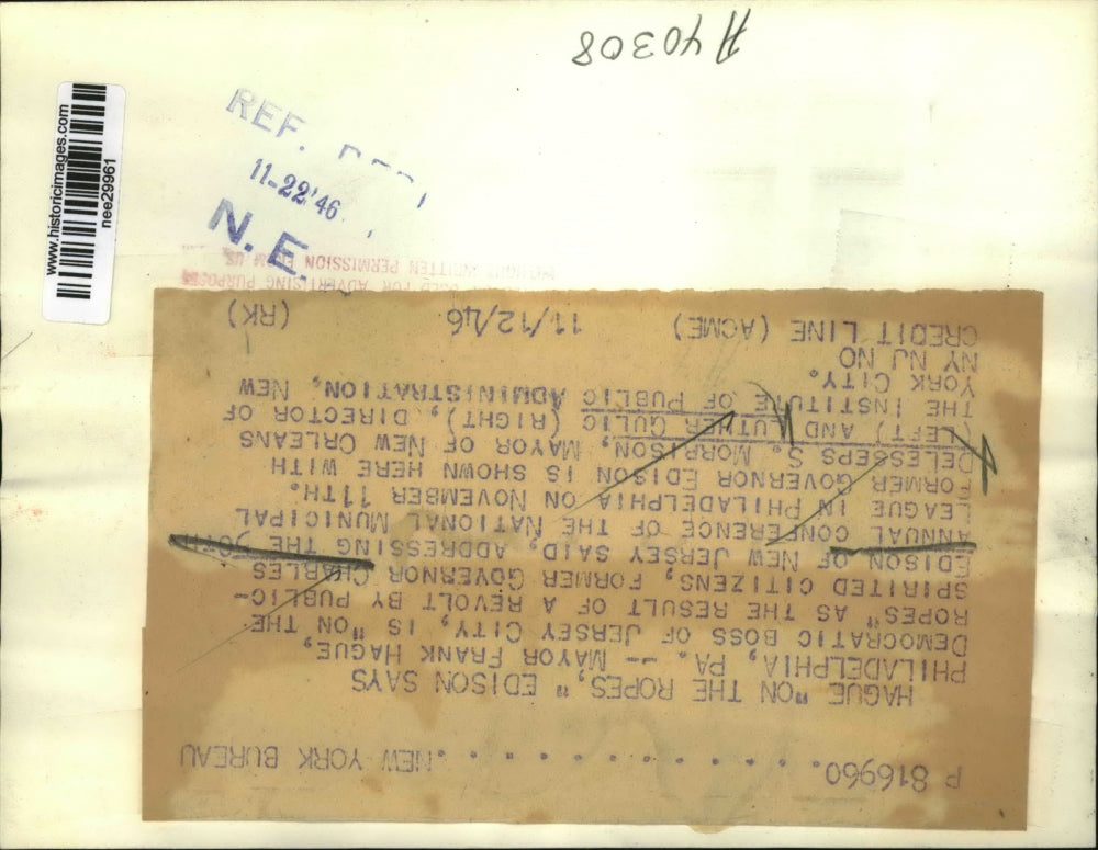 1946 Press Photo Charles Edison; DeLesseps S. Morrison; Luther Gulic