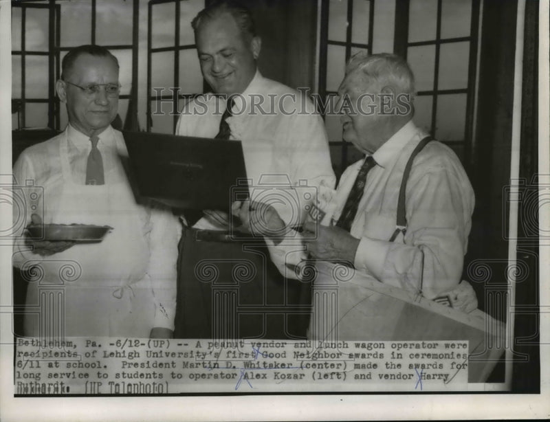 Load image into Gallery viewer, 1954 Press Photo Martin D. Whitaker awards Akex Kozar and Harry Ruthardt
