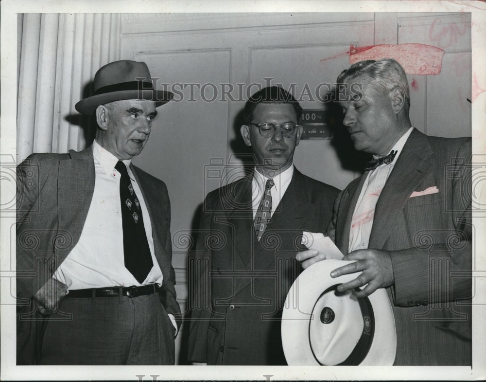 1952 Press Photo Steel Strike Philip Murray, Arthur Goldberg and David McDonald