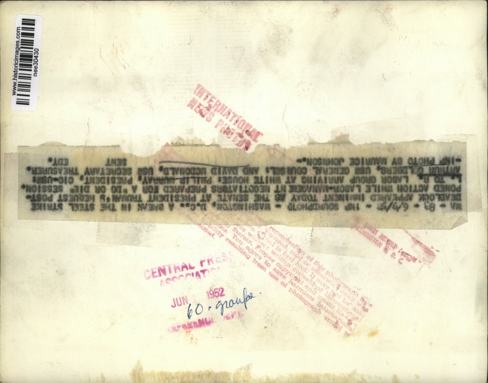 1952 Press Photo Steel Strike Philip Murray, Arthur Goldberg and David McDonald