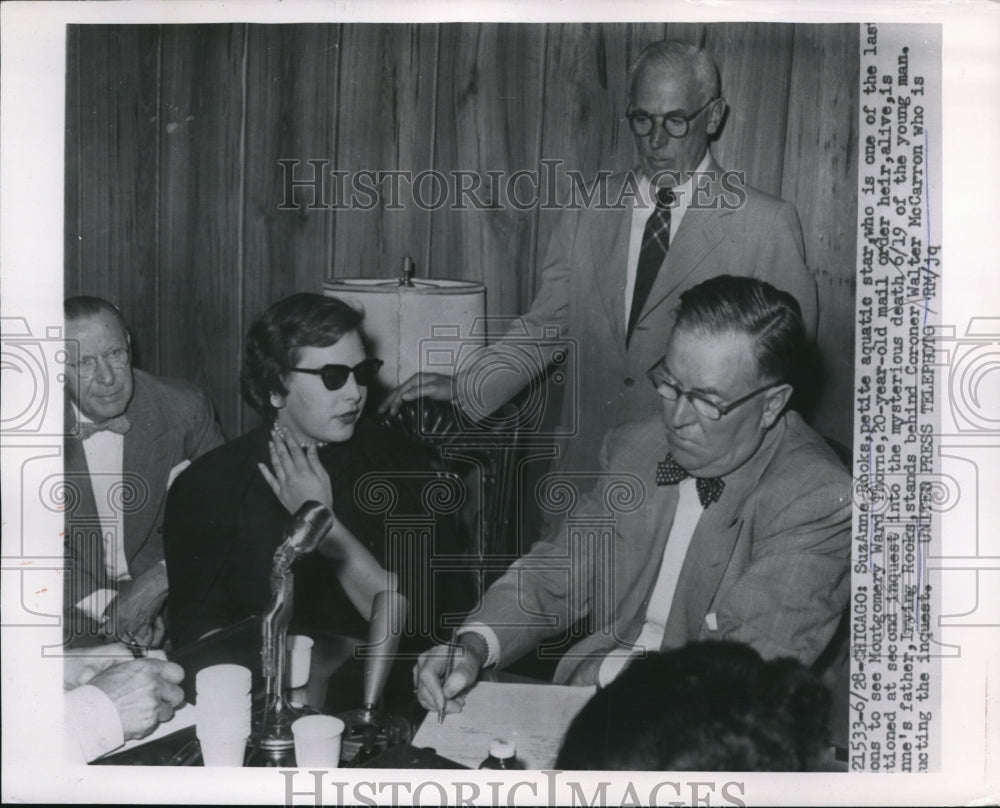 1954 Press Photo Suzanne Rooks, aquatic star, last person to see Thorne alive