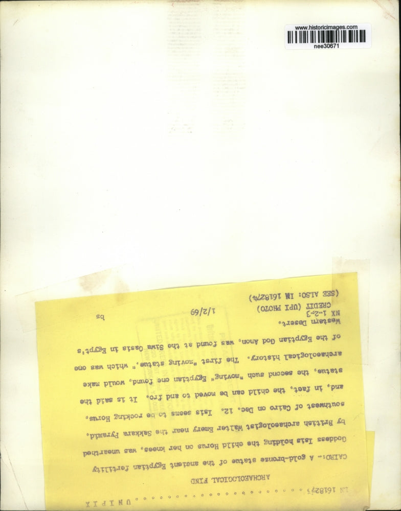 1969 Press Photo Gold bronze statue of ancient Egyptian fertility Goddess, Isis